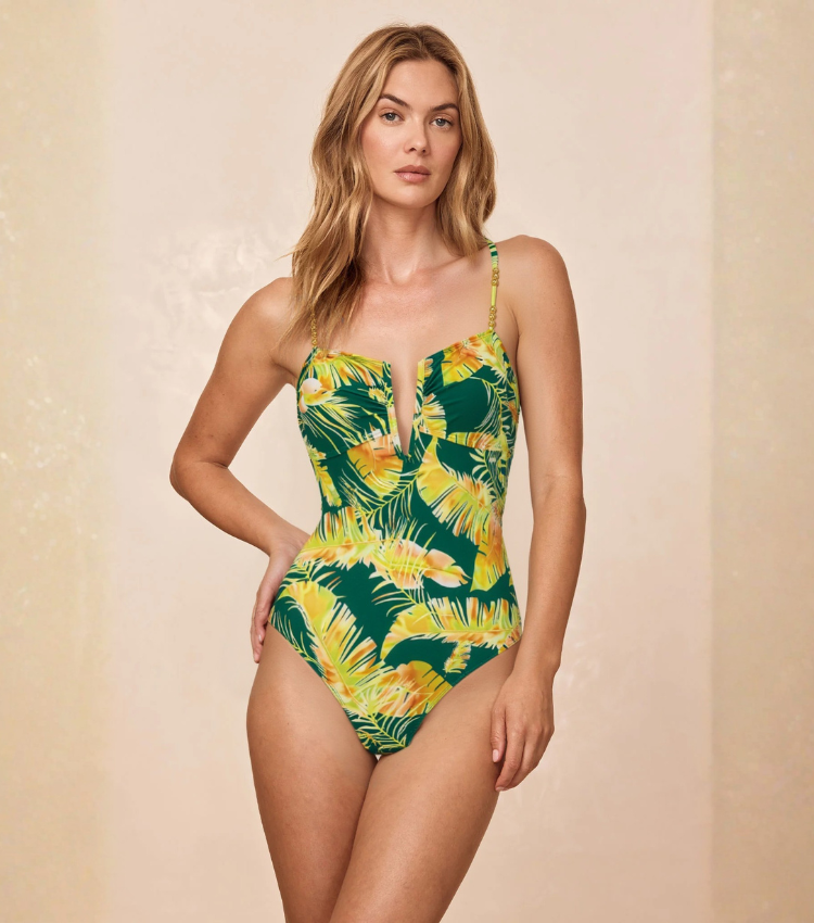 Natural feather print Emerald Lace Swimsuit Set(s)