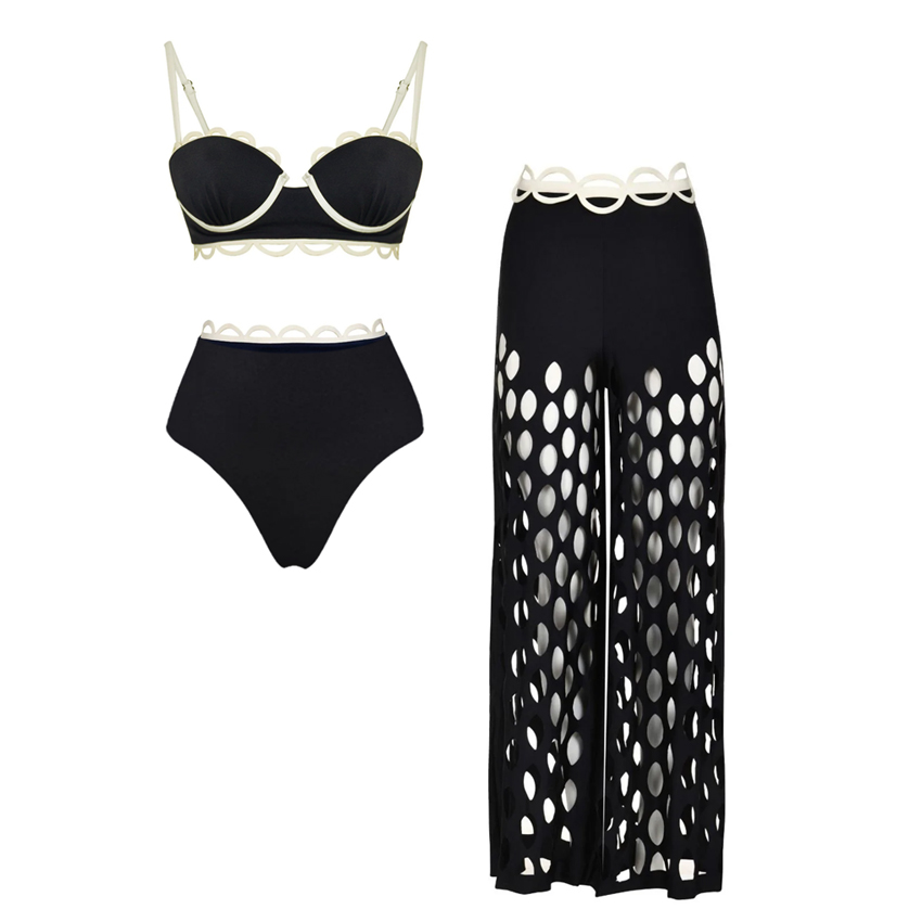 Black Hollow High Waist Bikini Swimsuit Set(s)