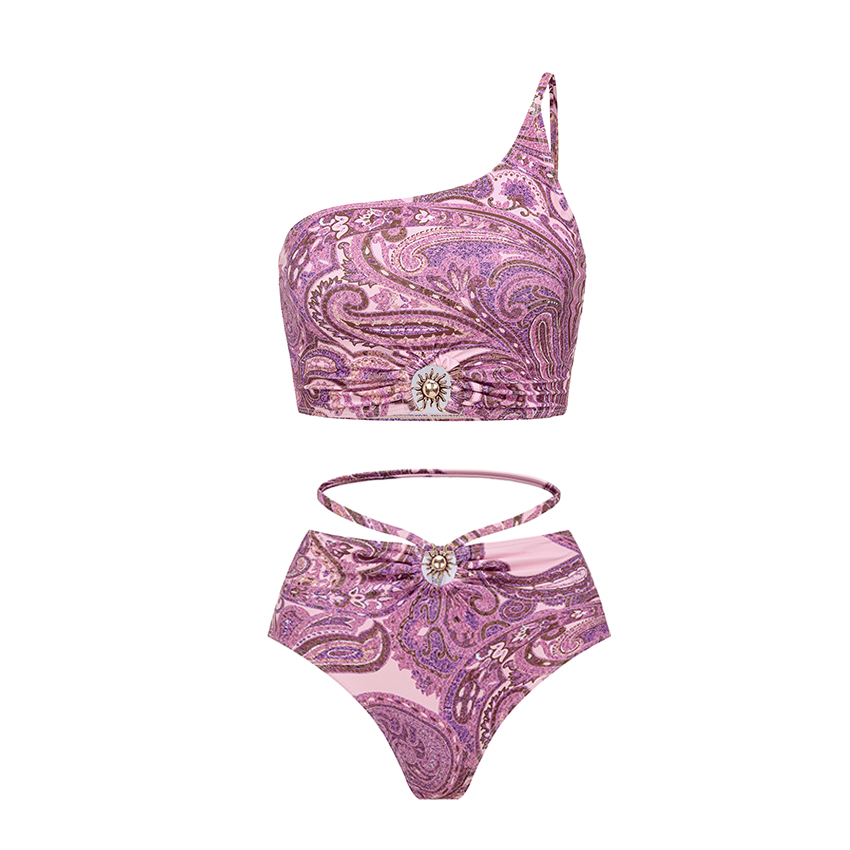 Adjustable Shoulder Straps Black Tribal Print Swimsuit Set(s)