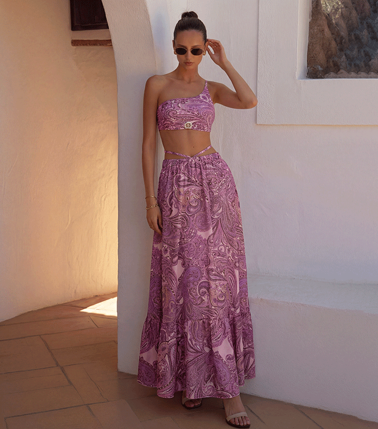 Adjustable Shoulder Straps Black Tribal Print Swimsuit Set(s)