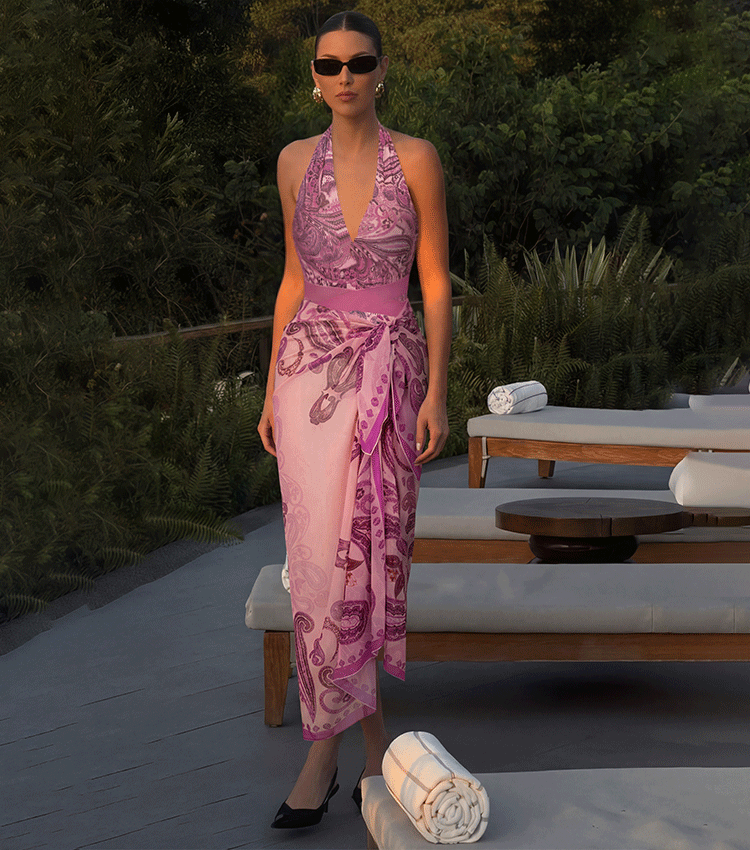 Adjustable Shoulder Straps Black Tribal Print Swimsuit Set(s)