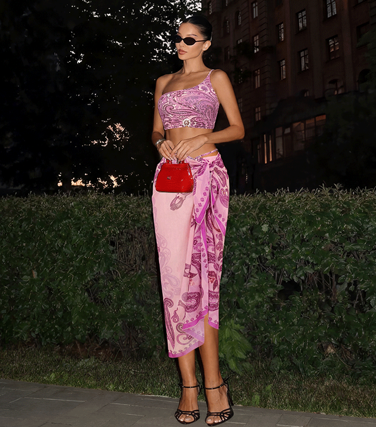 Adjustable Shoulder Straps Black Tribal Print Swimsuit Set(s)