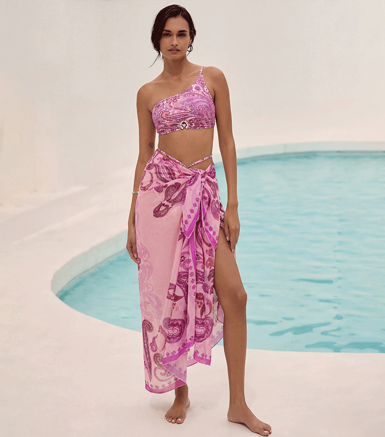 Adjustable Shoulder Straps Black Tribal Print Swimsuit Set(s)