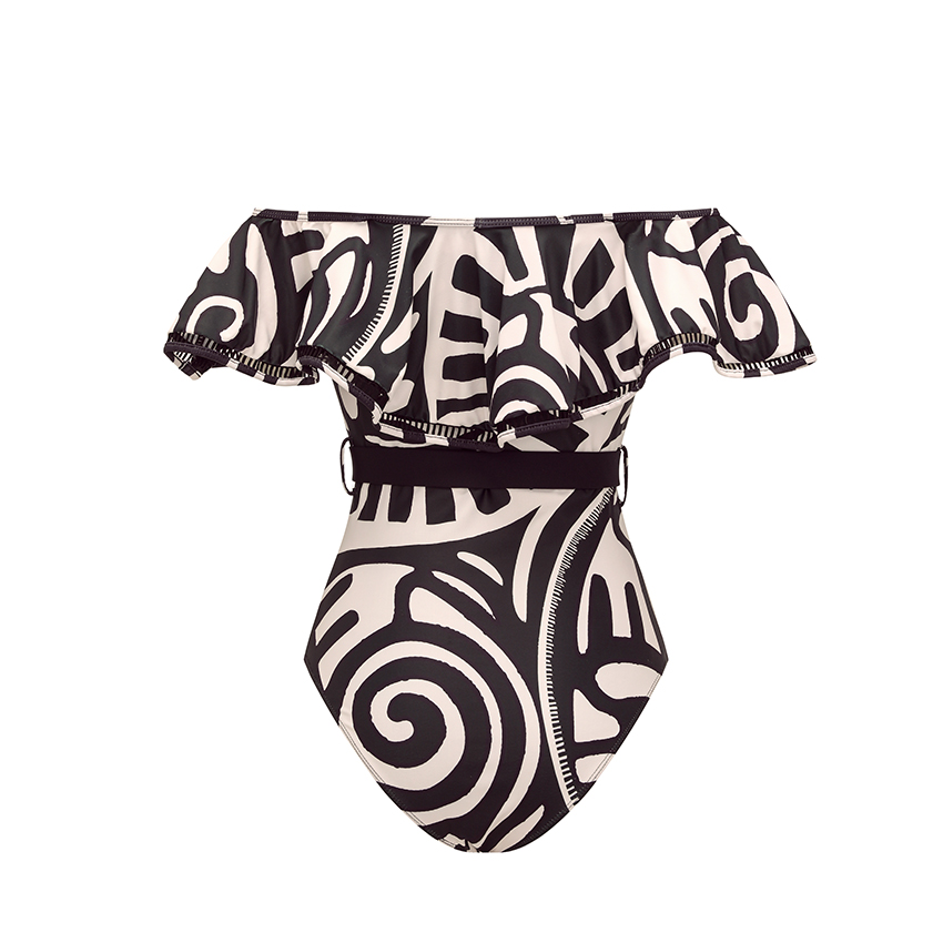 [Copy]One Shoulder Yellow Printed Swimsuit Set(s)