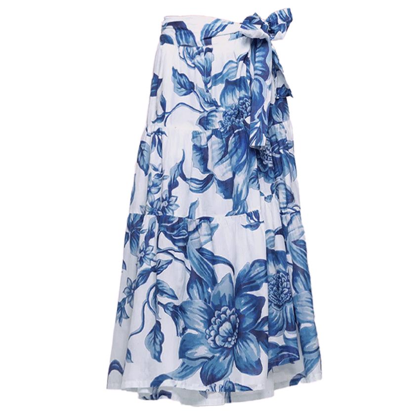 Bandeau Ruffle Blue Print Swimsuit Set(s)