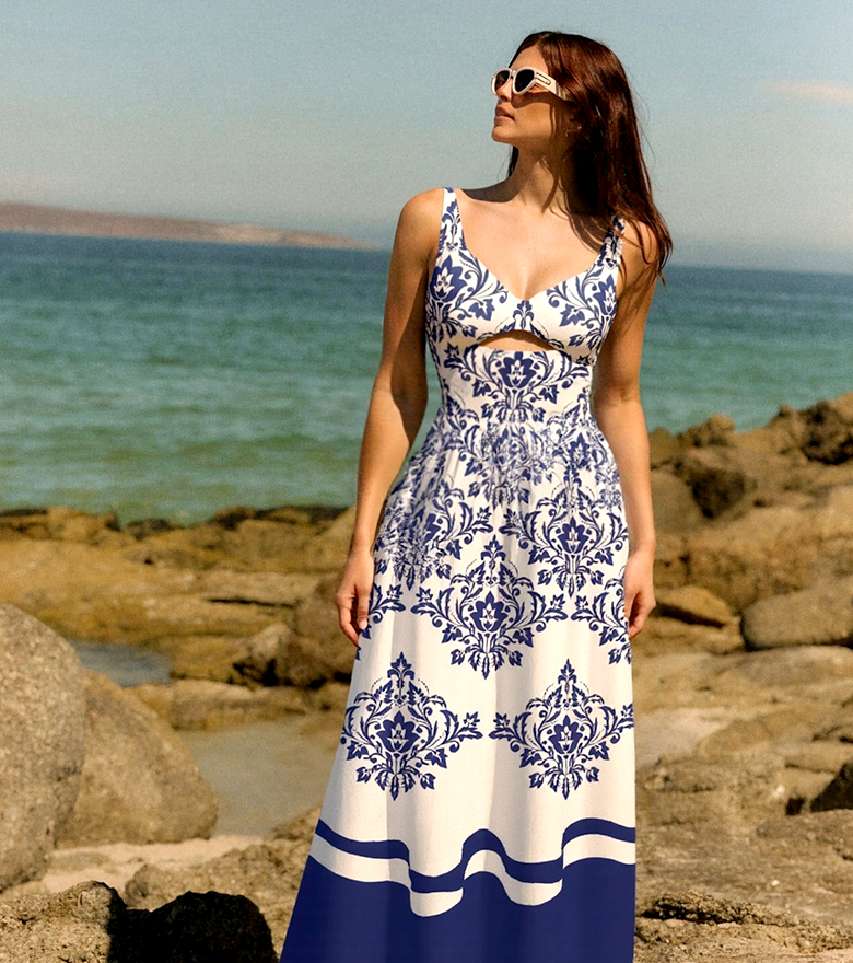 Placement Print Sleeveless Dress