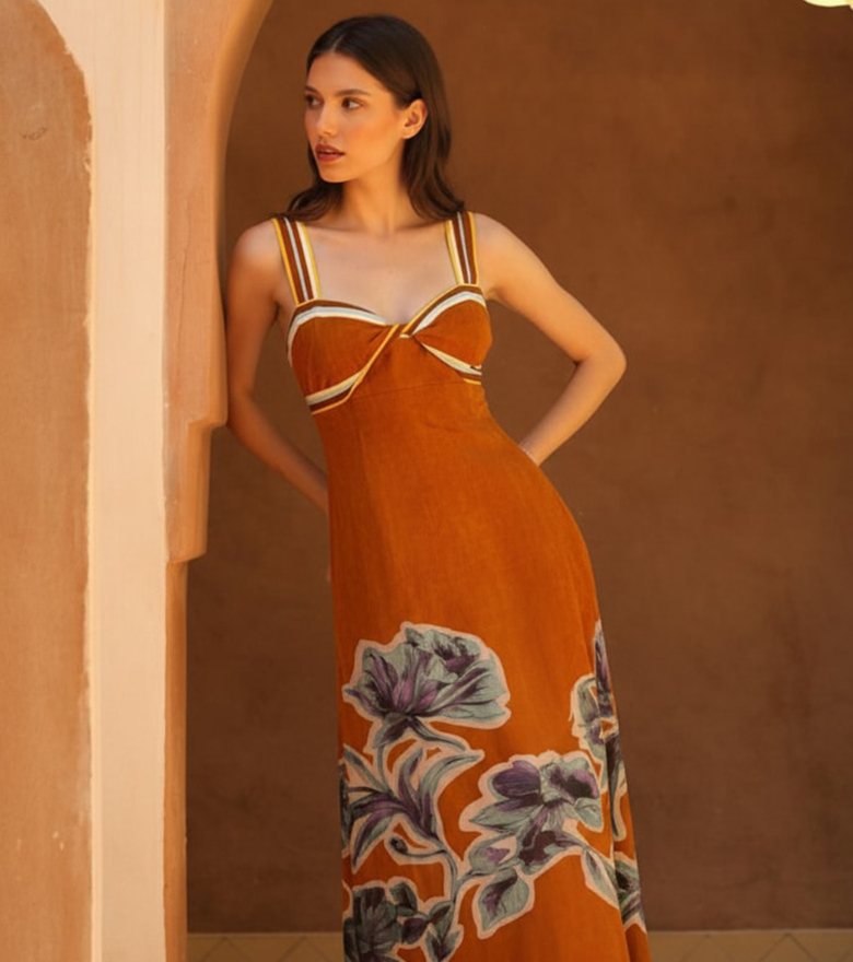 Placement Print Sleeveless Dress