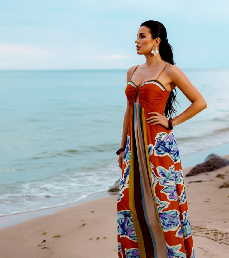 Placement Print Sleeveless Dress