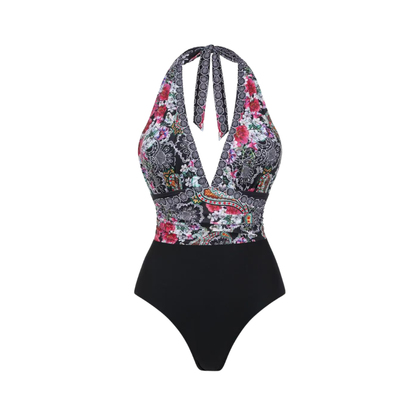 Black Cashew Flower Print Swimsuit Set(s)