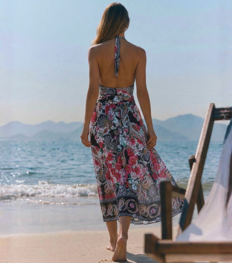 Black Cashew Flower Print Swimsuit Set(s)