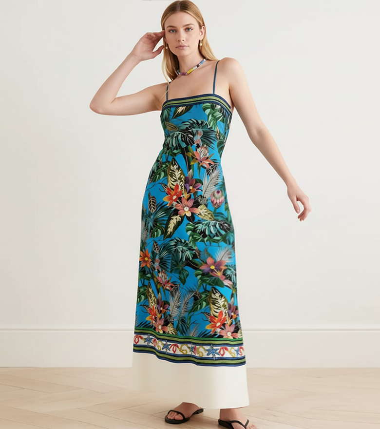 Spaghetti Strap Printed Dress