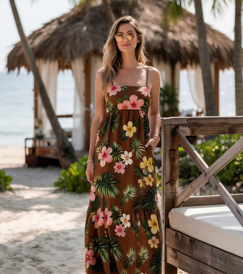 Spaghetti Strap Printed Dress