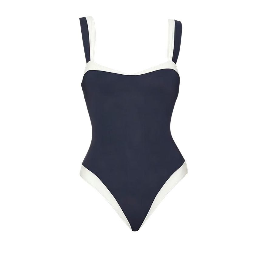 Navy & White Contrast Trim One-Piece Swimsuit