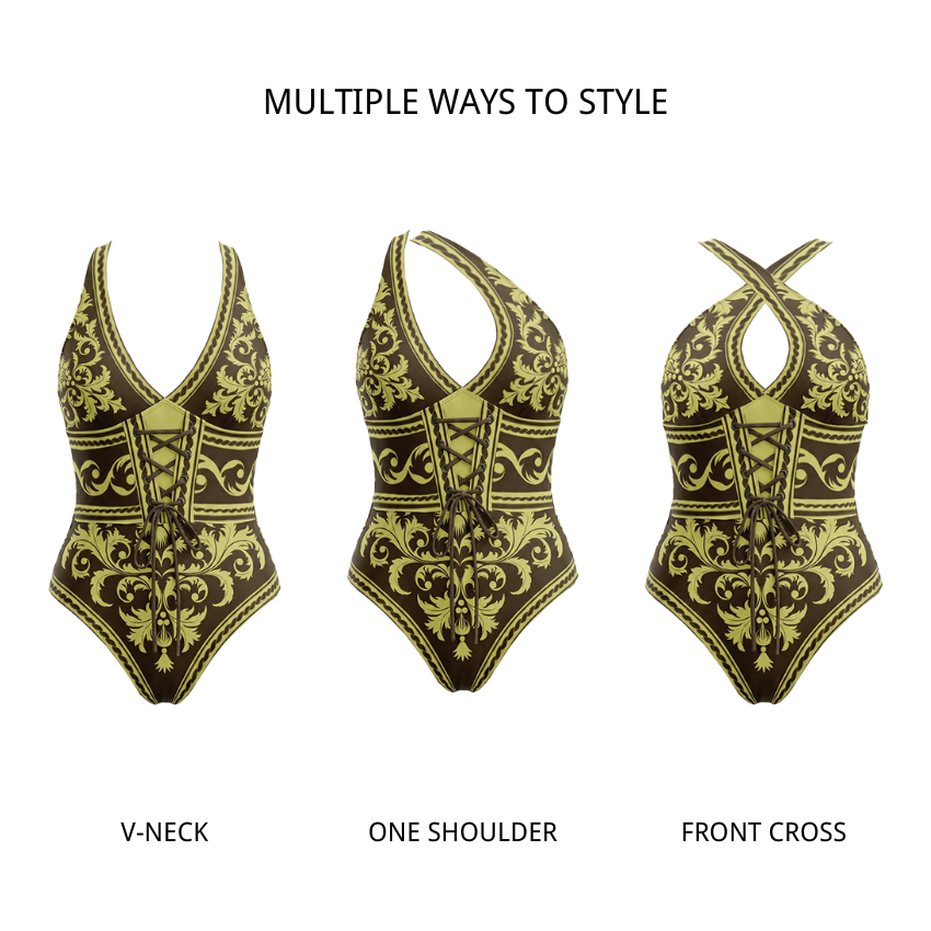 V-neck Drawstring Shaping Effect Swimsuit set(s)