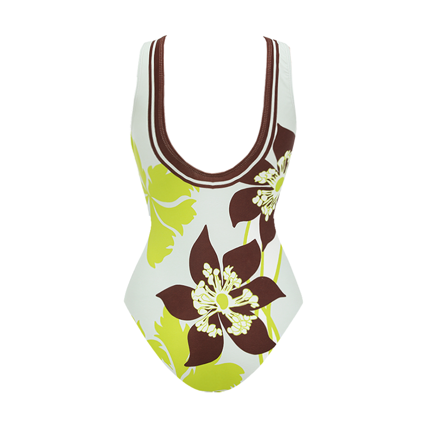 [Copy]Ruffle Medium Blue Flowera Print Swimsuit Set(s)