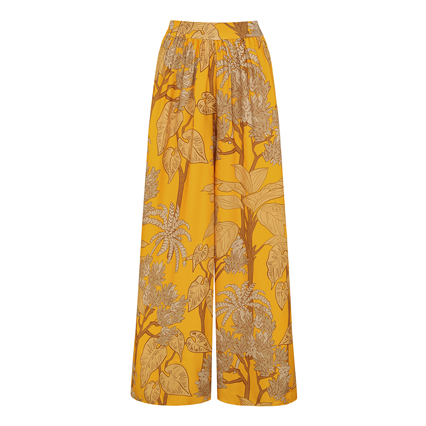 V Neck Yellow Plant Print Swimsuit Set(s)