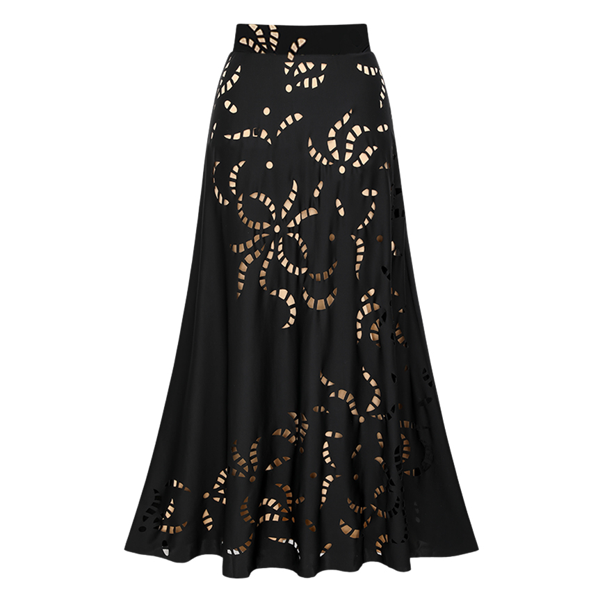 One Shoulder Ruffle Black Laser Cutting Flower Swimsuit Set(s)