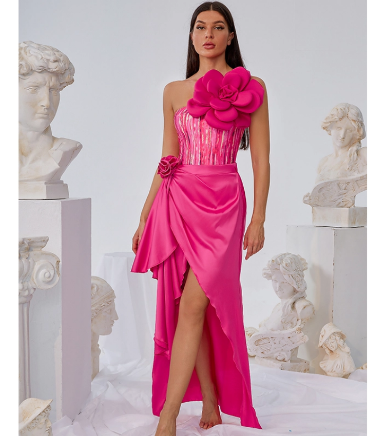 3D Flower Decor One Piece Swimsuit and Skirt Flaxmaker