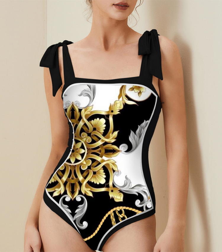 Reversible Tie-shoulder One Piece Swimsuit and Sarong Flaxmaker