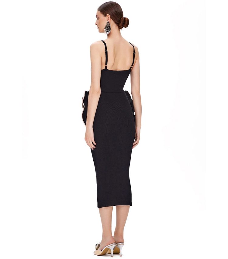 3D Flower Black One Piece Swimsuit and Skirt Flaxmaker