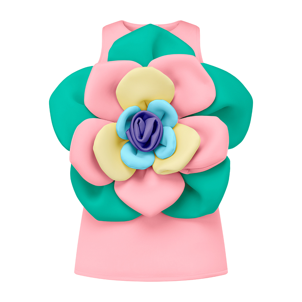 3D Colorful Floral Sleeveless Dress