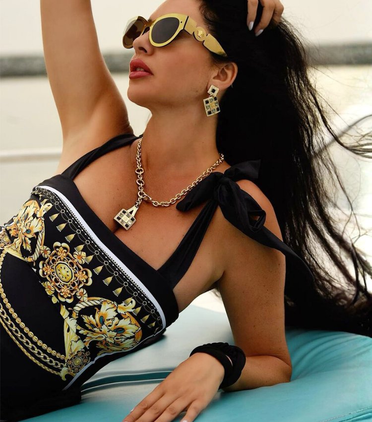 Reversible Tie-shoulder One Piece Swimsuit and Sarong Flaxmaker