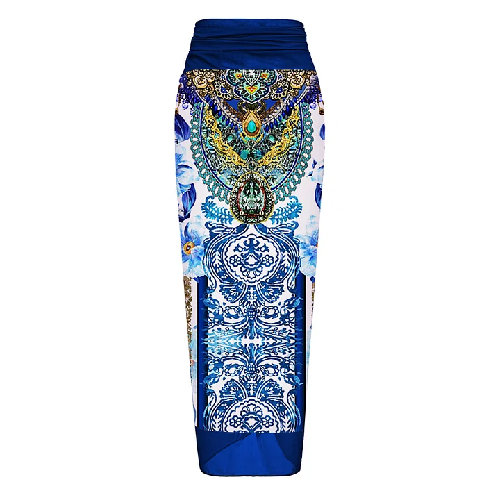 Reversible Tie-shoulder One Piece Swimsuit and Sarong Flaxmaker