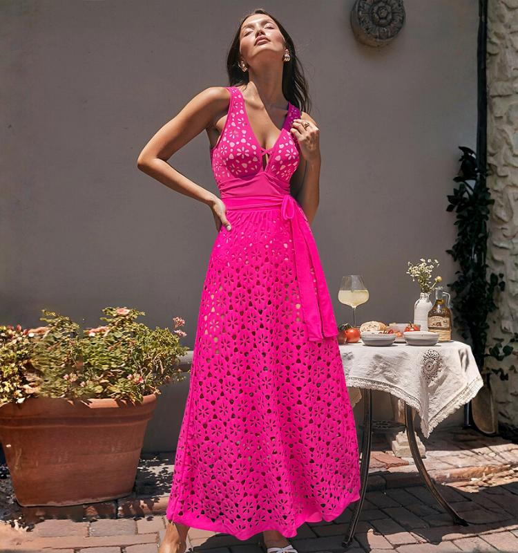 Hollow Out One Piece Swimsuit and Skirt