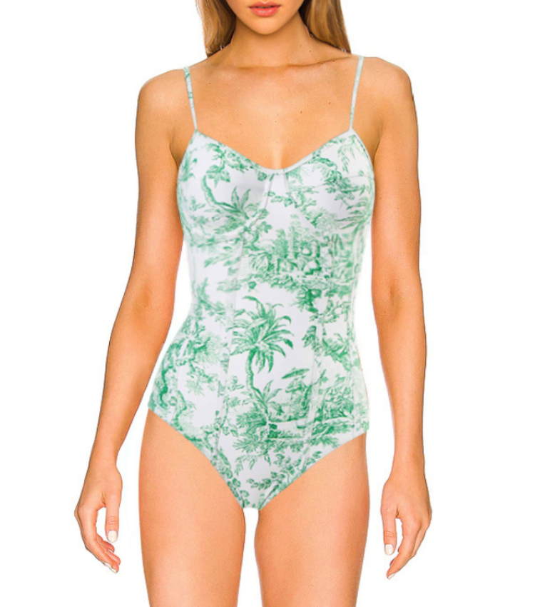 Underwired Vintage Printed One Piece Swimsuit and Sarong Flaxmaker