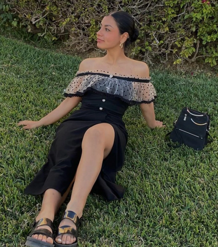 Off Shoulder Ruffle Dot Printed One Piece Swimsuit and Skirt Flaxmaker