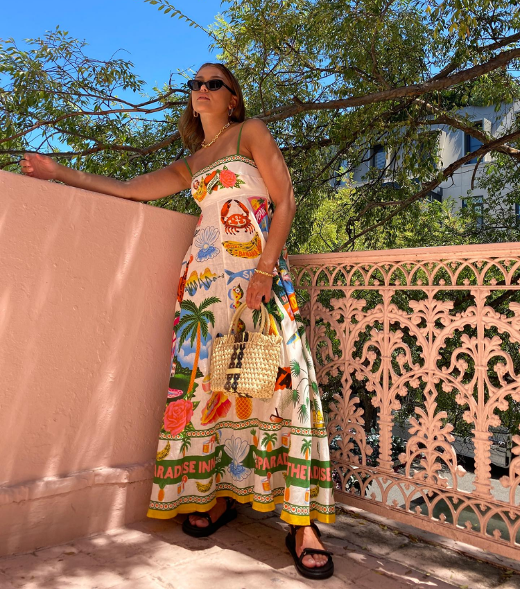 Vacation Graffiti Printed Sling Dress