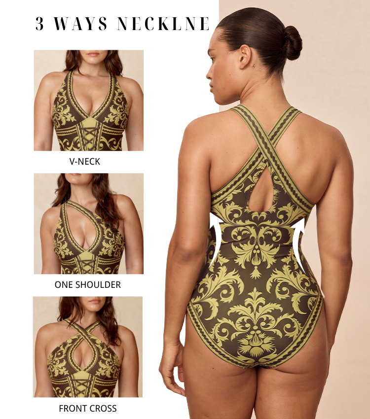 V-neck Drawstring Shaping Effect Swimsuit set(s)
