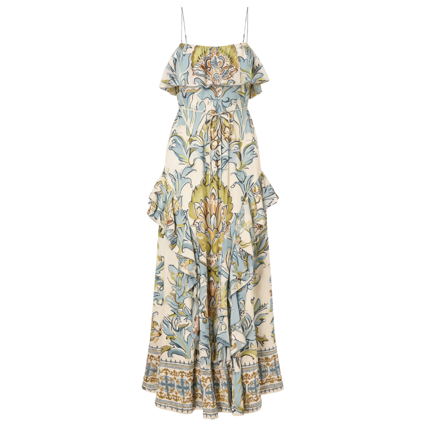 Vintage Floral Ruffled Maxi Dress