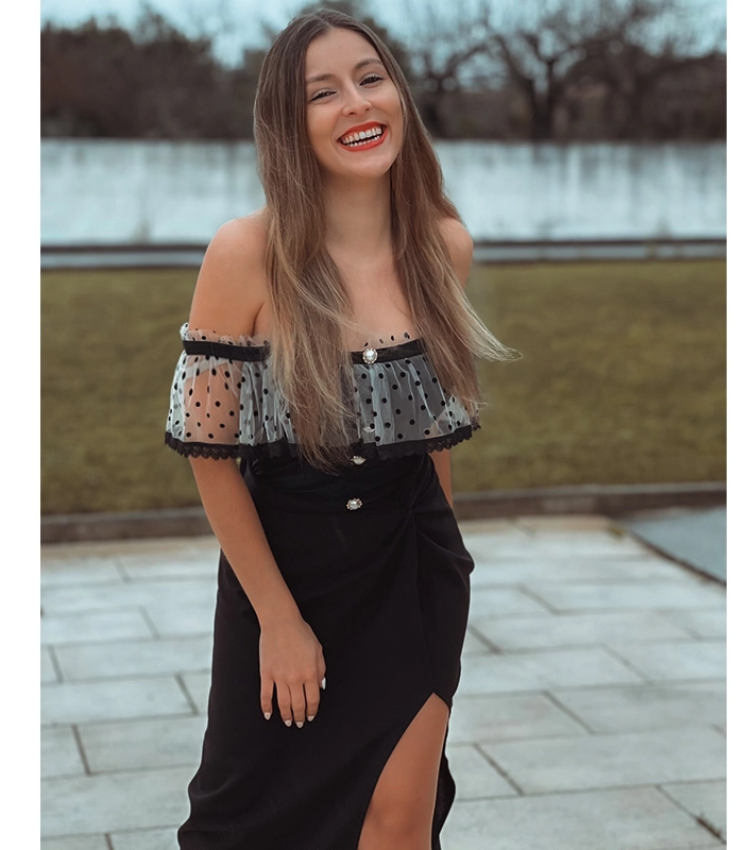 Off Shoulder Ruffle Dot Printed One Piece Swimsuit and Skirt Flaxmaker