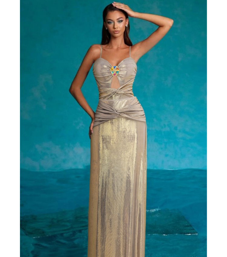 Stone Decoration Shiny One Piece Swimsuit and Skirt