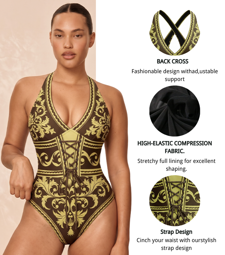 V-neck Drawstring Shaping Effect Swimsuit set(s)