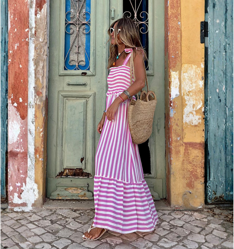 Sling Striped Print Dress