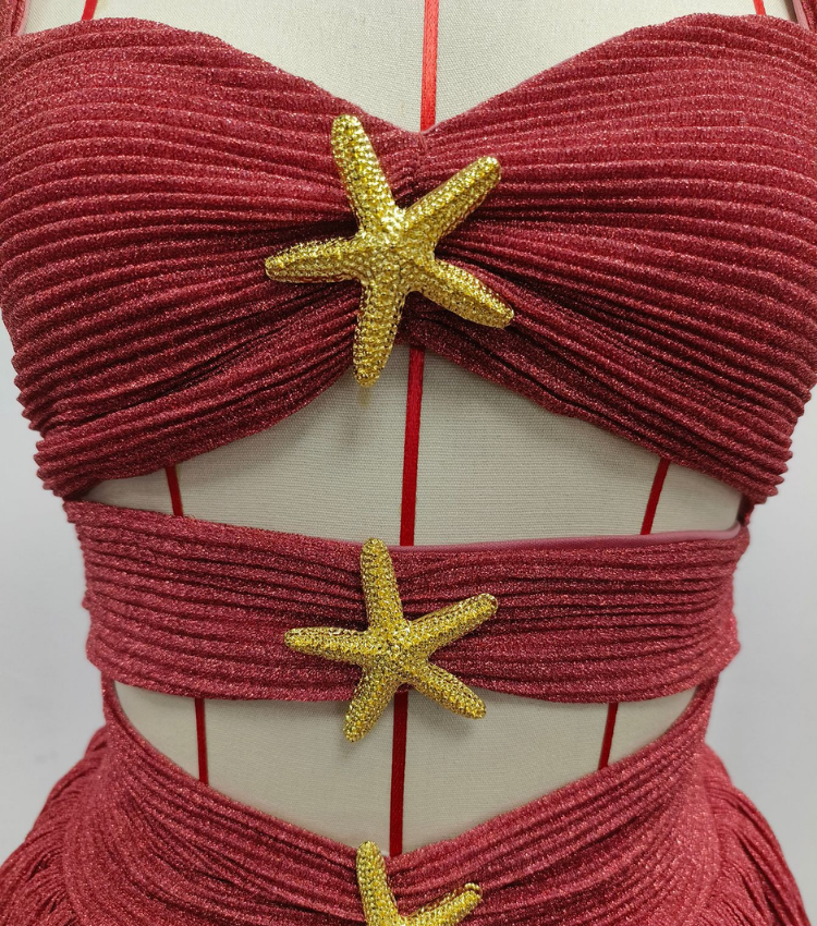 Sling Bandeau  Ruffle Cutout Mini Dress