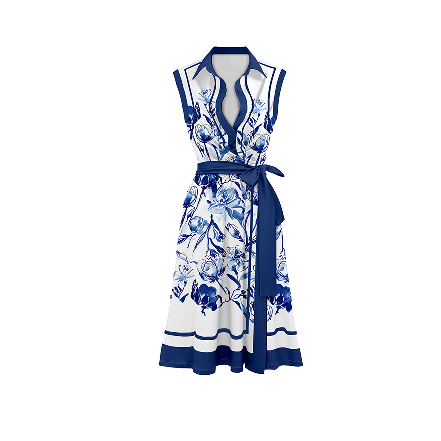 Printed flared wrap dress