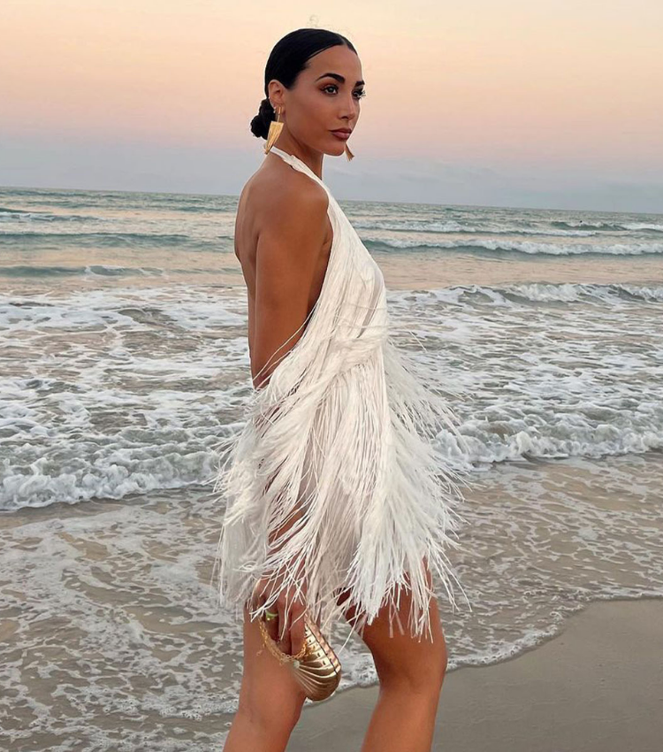 Backless Halter Tassel Mini Dress