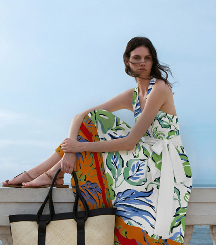 Printed Backless Wrap  Dress