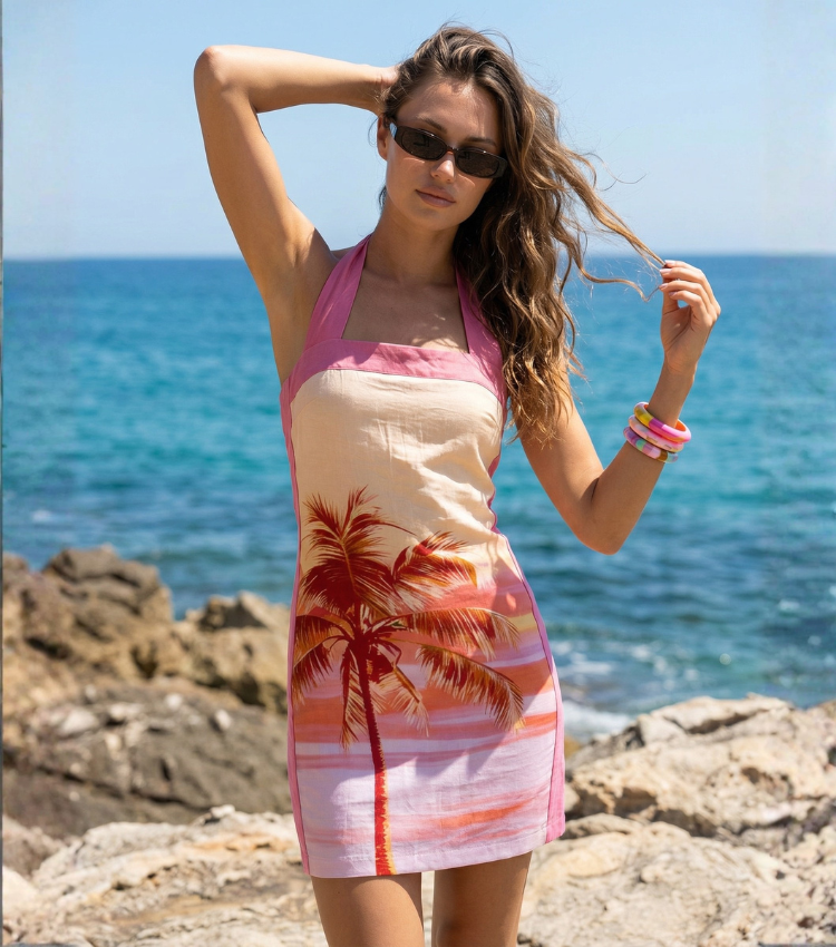 [Copy]Vacation Geo Print Mini Dress