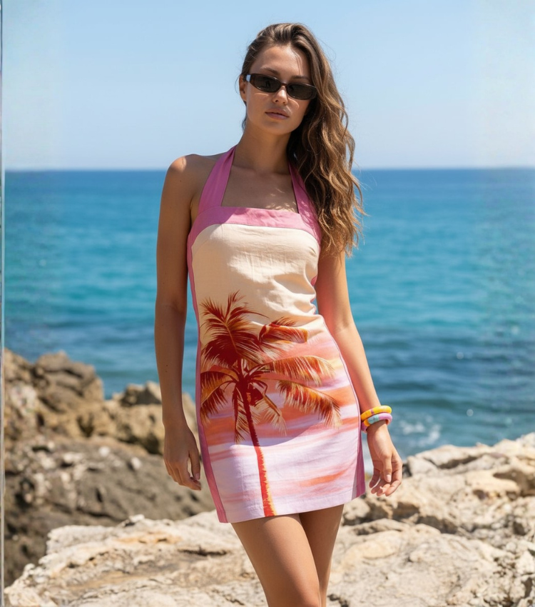 [Copy]Vacation Geo Print Mini Dress