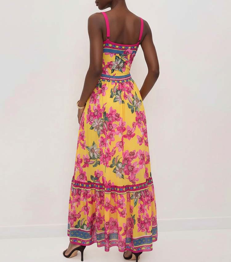 Orchid Print One Piece Swimsuit and Sarong