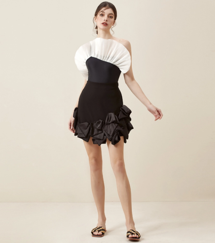 Net Yarn Ruffle One Piece Swimsuit and Skirt Flaxmaker