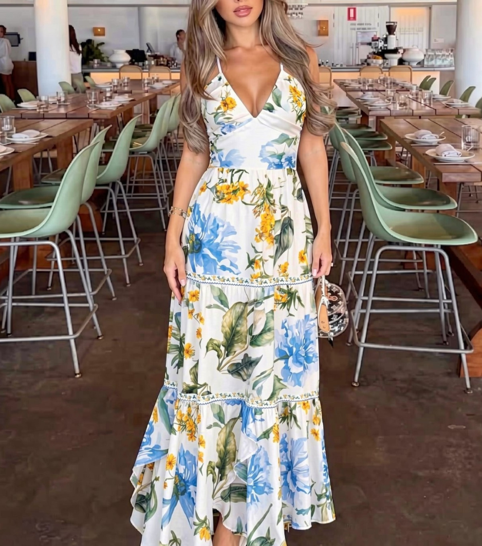 [Copy][Copy][Copy][Copy]Solid Olive Green Halter Surplice Maxi Dress