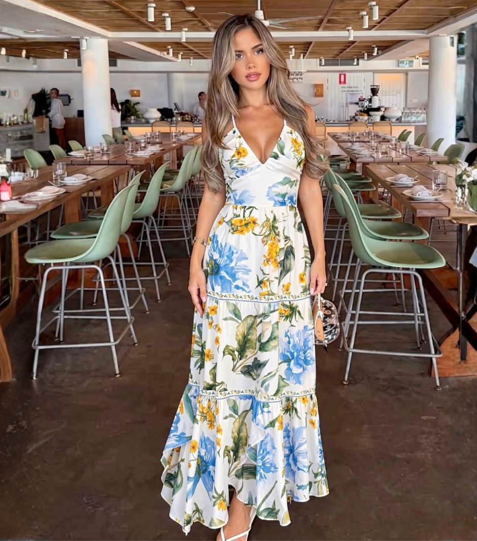 [Copy][Copy][Copy][Copy]Solid Olive Green Halter Surplice Maxi Dress