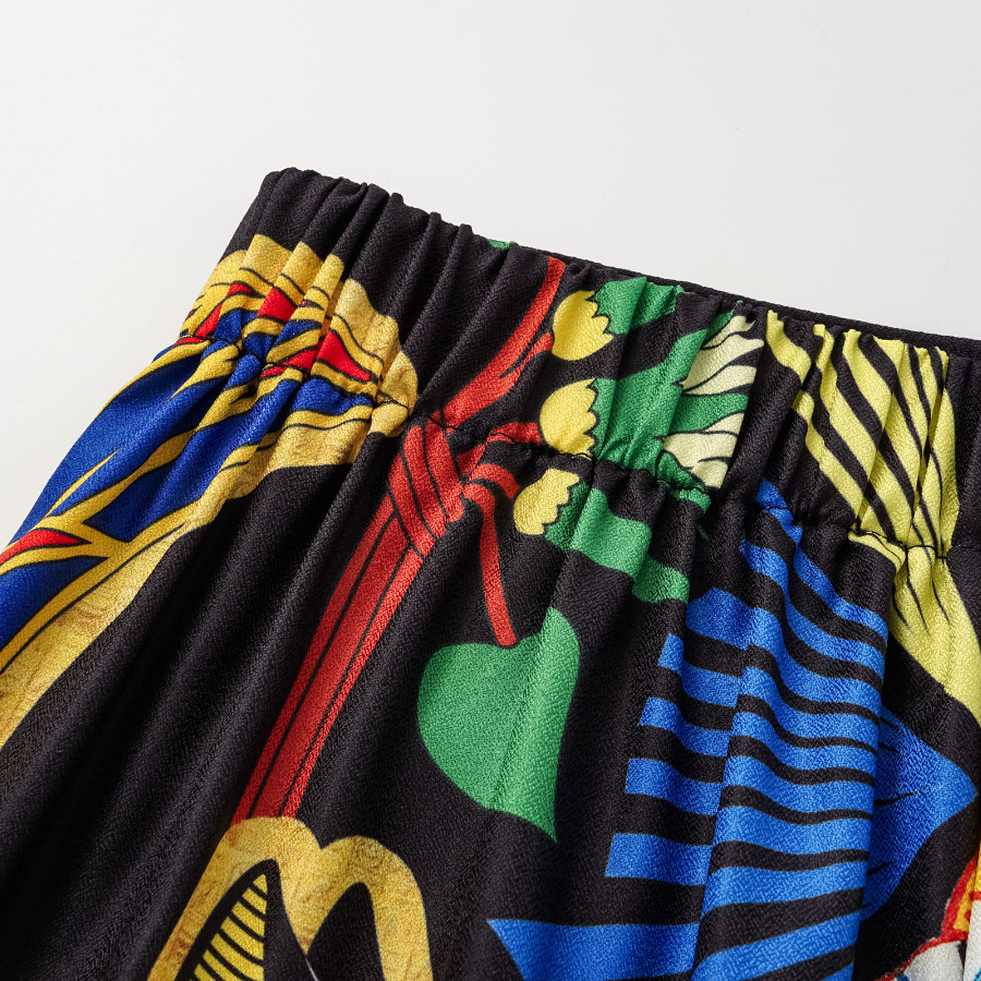 Rose Red Pattern Print Long-sleeved One Piece Swimsuit and Skirt