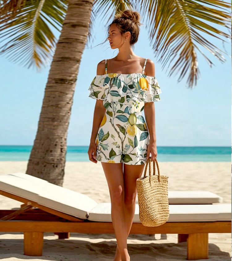 Ruffled Off-the-Shoulder Jumpsuit Shorts