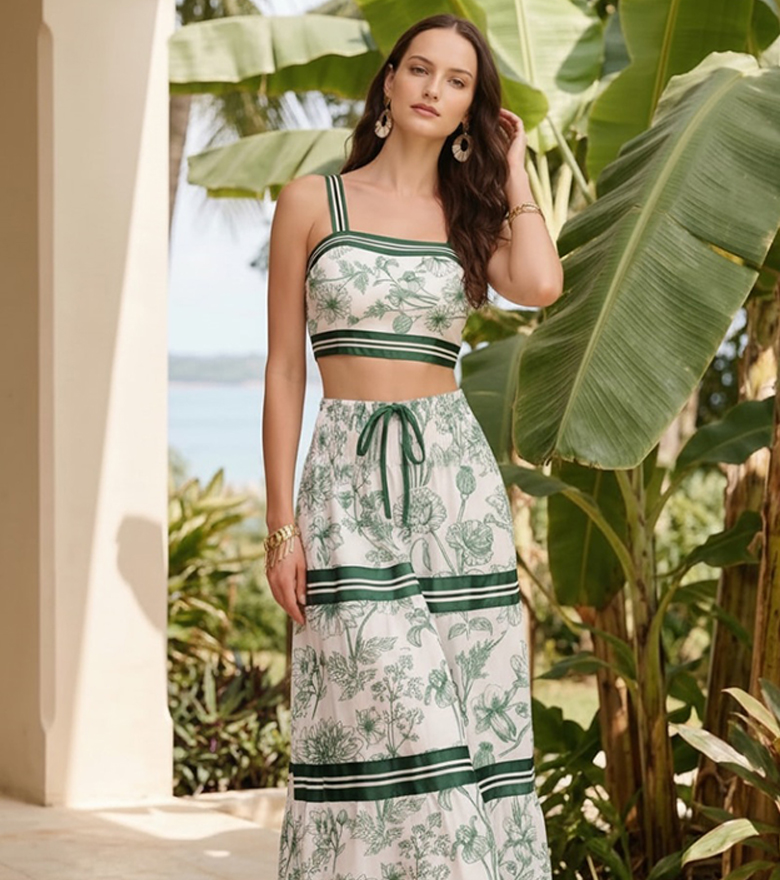 Printed Tank Top and Pencil Skirt Set